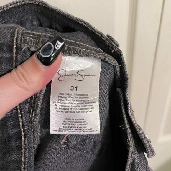 Jessica Simpson Womens Gray Mika Best Friend Floral Embroidered Cropped Jeans 31 - Picture 8 of 10